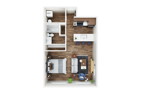 Floor plan for studio, 1 bath, 450 sqft